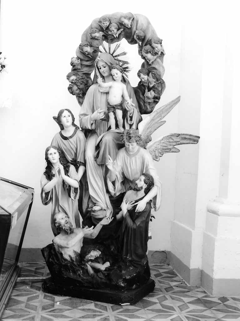 Madonna del Carmelo intercede per le anime del purgatorio (gruppo scultoreo) di Ditta Bellè & Romano (sec. XX)