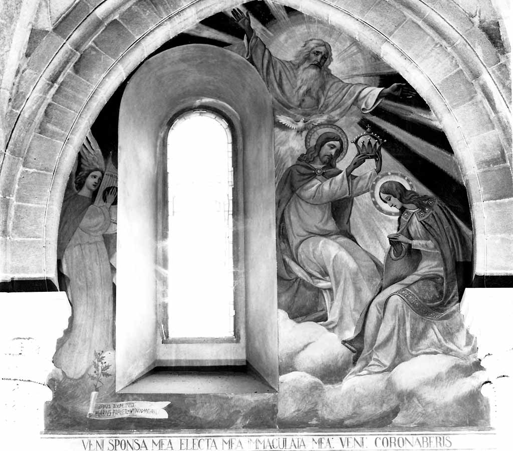 incoronazione di Maria Vergine (dipinto, elemento d'insieme) di Prayer Mario (sec. XX)