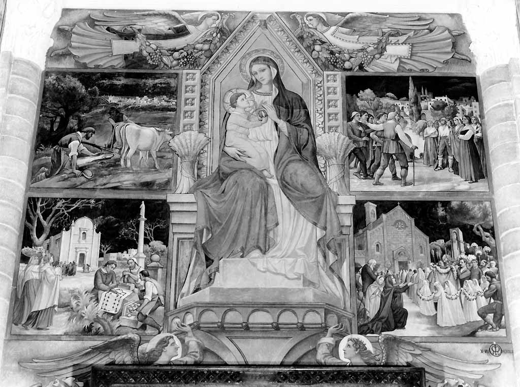 Madonna della Coltura, Madonna con Bambino in gloria (dipinto) di Prayer Mario (sec. XX)