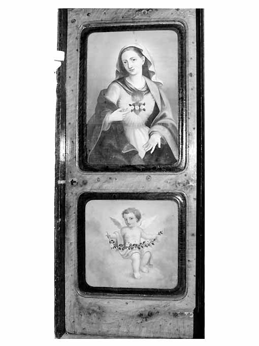 Sacro Cuore di Maria/ putto con ghirlanda (porta) - bottega salentina (prima metà sec. XX)