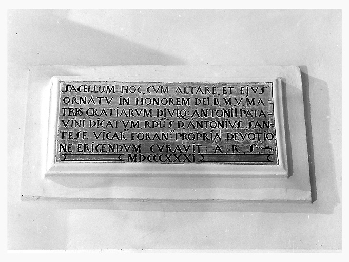 lapide, opera isolata - ambito pugliese (sec. XIX)