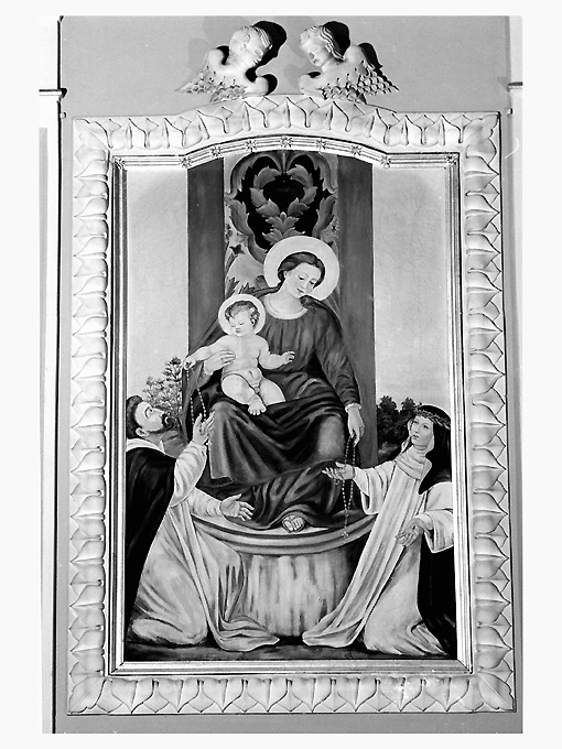 Madonna del Rosario con San Domenico e Santa Caterina da Siena (dipinto, opera isolata) - ambito pugliese (secc. XIX/ XX)