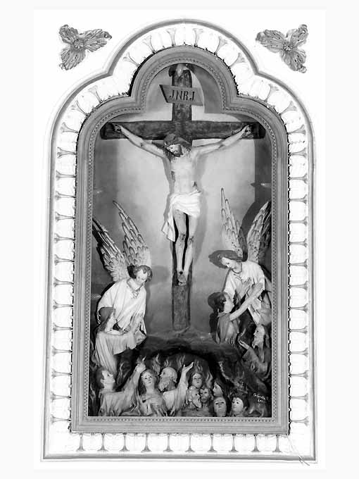 Cristo crocifisso e anime del purgatorio (gruppo scultoreo) - ambito salentino (sec. XX)