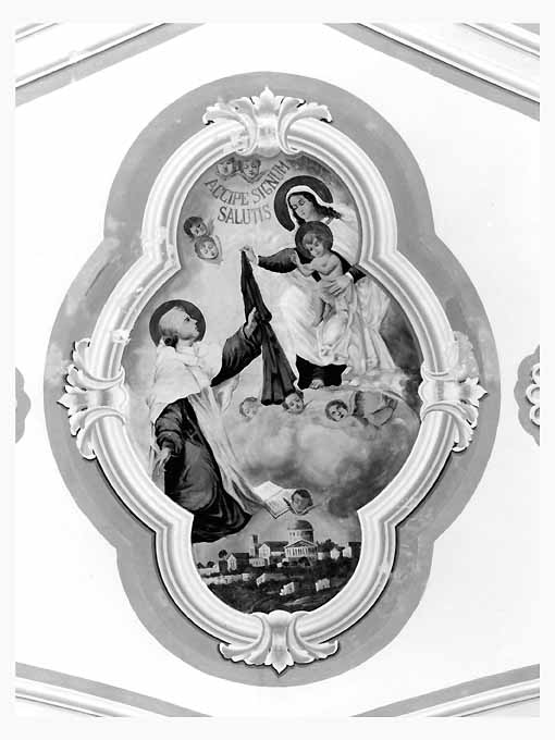 San Simone Stock riceve dalla Madonna l'abito dei carmelitani (medaglione, elemento d'insieme) - ambito salentino (sec. XX)
