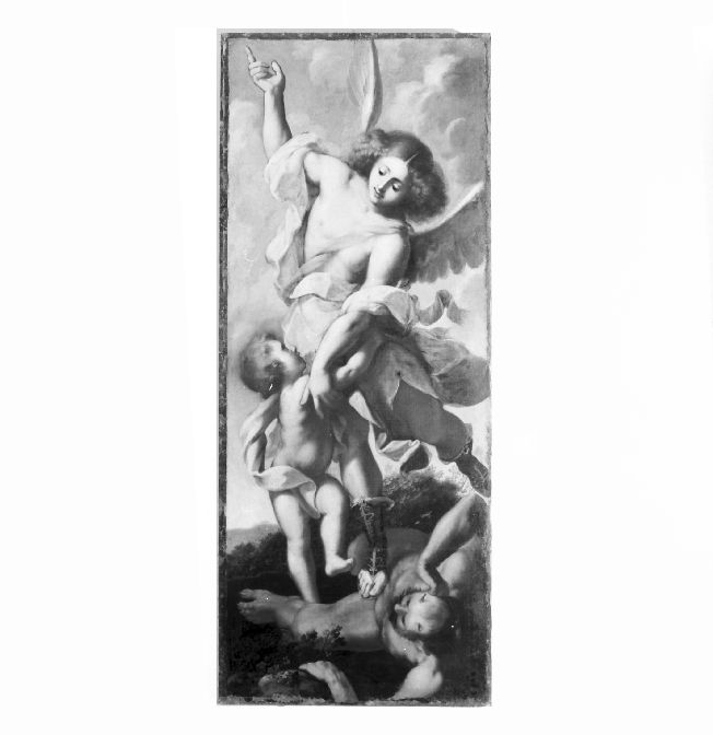 Tobia e l'Angelo (?) (dipinto) di Regolia Michele (sec. XVII)