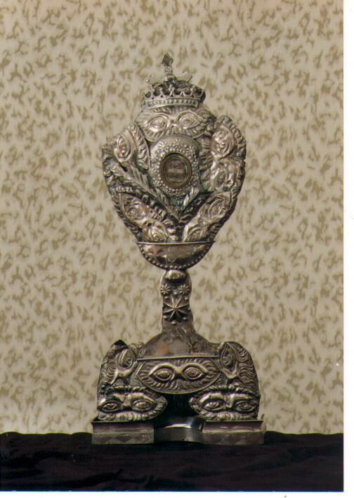 reliquiario - a ostensorio - ambito Italia meridionale (fine/inizio secc. XIX/ XX)