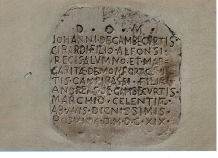 lapide documentaria - ambito Italia meridionale (primo quarto sec. XVII)