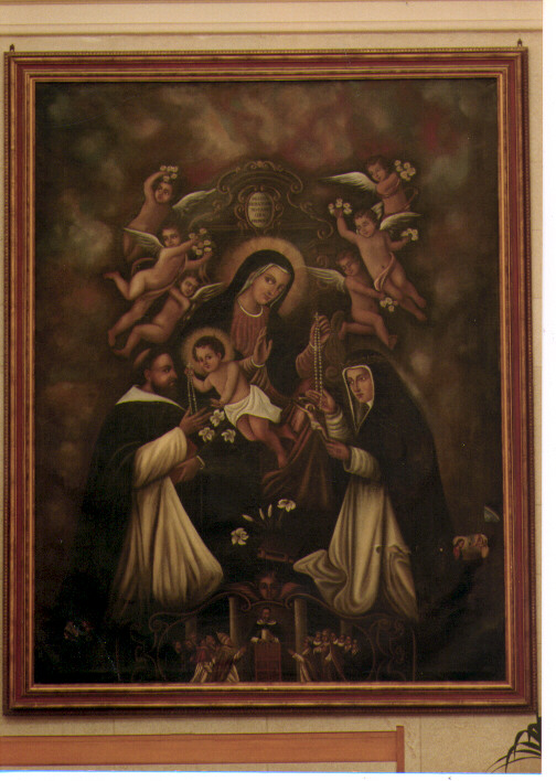 Madonna del Rosario con San Domenico e Santa Caterina da Siena (dipinto) - ambito Italia meridionale (sec. XIX)