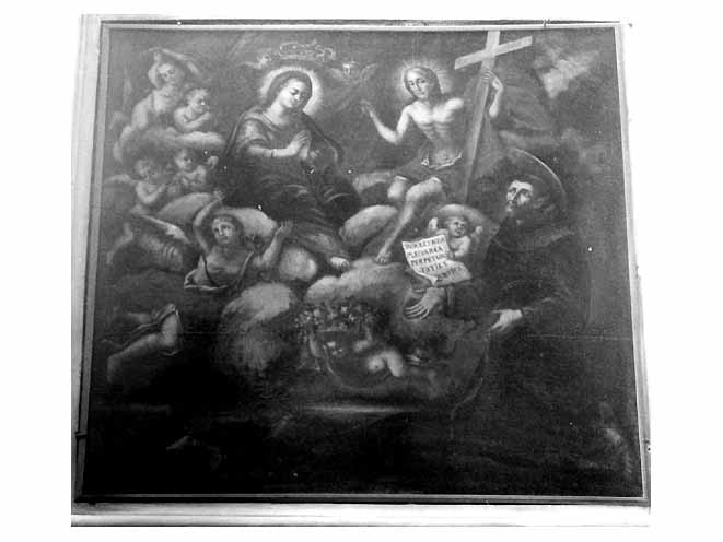 Perdono di Assisi, visione di San Francesco d'Assisi alla Porziuncola (dipinto) di D. Caso F (sec. XVIII)