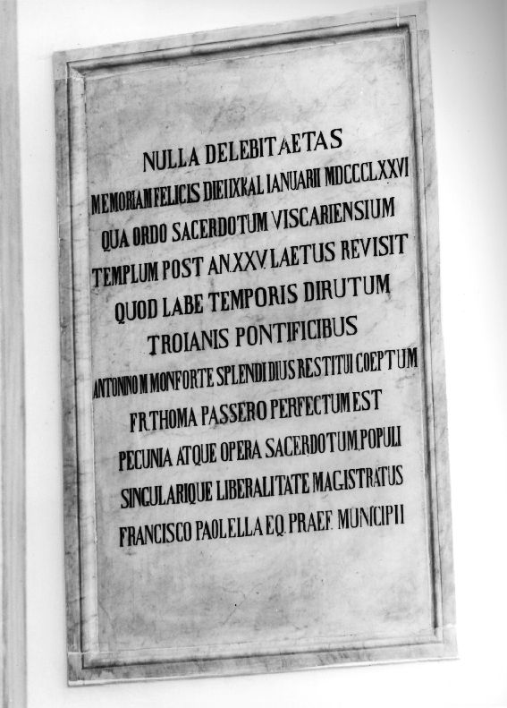 lapide documentaria - ambito Italia meridionale (sec. XIX)