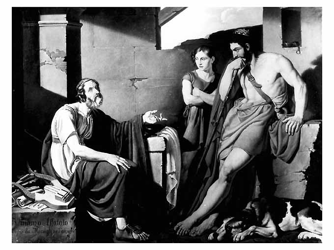Ulisse ed Omero (dipinto) di Affatato Vincenzo (sec. XIX)