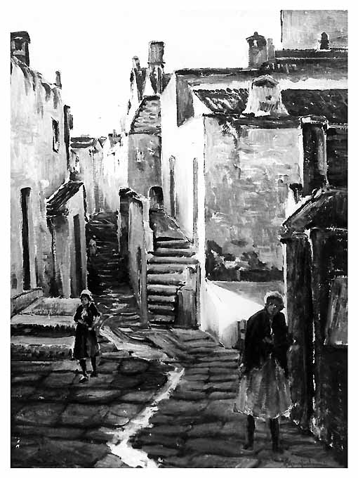 vicolo a Monte Sant'angelo (dipinto) di Guglielmi Giulio (sec. XX)