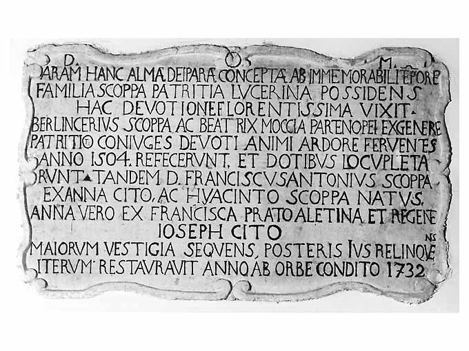 lapide documentaria - ambito Italia meridionale (sec. XVIII)