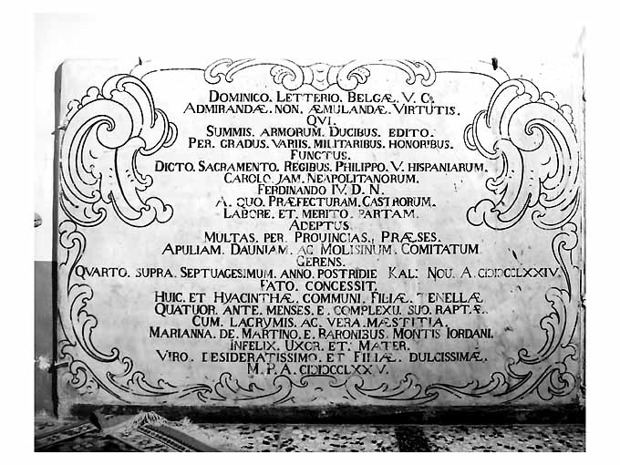 lapide documentaria - ambito Italia meridionale (sec. XVIII)