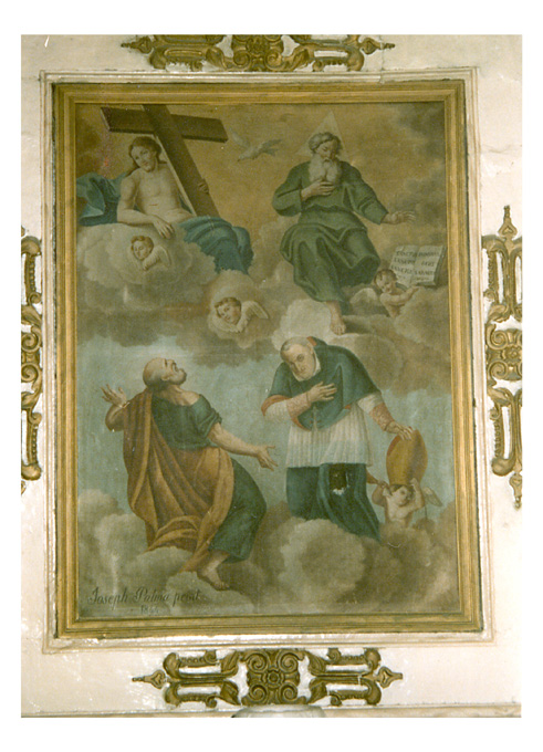 Trinità con angeli, sant'Alfonso de' Liguori e san Tommaso (dipinto) di Palma Giuseppe (sec. XIX)