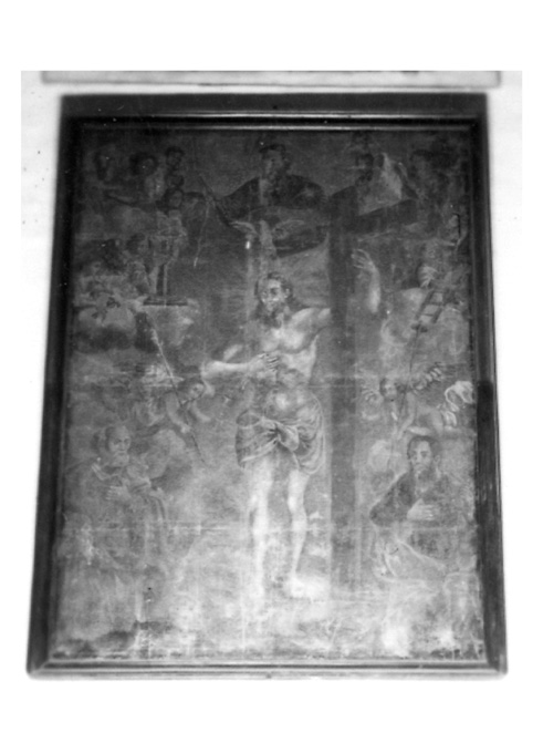 Cristo in trono fra San Pietro e San Paolo (dipinto) di De Nunzio Nunzio (attribuito) (sec. XVIII)