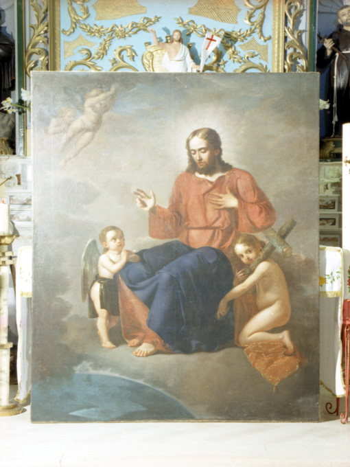 Cristo benedicente e angeli (dipinto) - ambito Italia meridionale (secc. XVII/ XVIII)