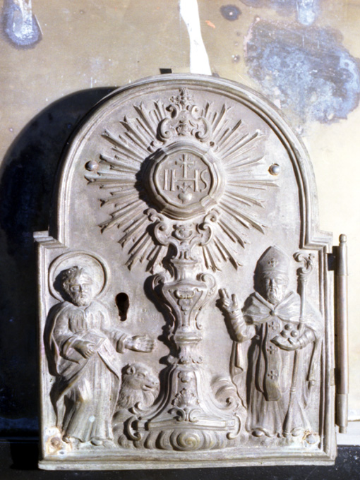 ostia raggiata (sportello di tabernacolo) - manifattura napoletana (sec. XVIII)
