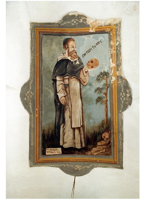 santo monaco domenicano (S. Domenico?) con teschio in mano (dipinto) - ambito pugliese (secc. XVII/ XVIII)