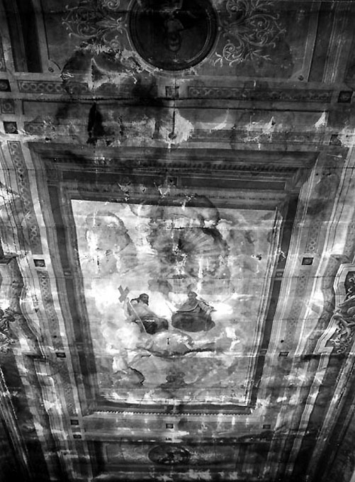 San Rocco, San Cirillo e la Trinità (soffitto dipinto) di Verrino Vincenzo (sec. XIX)