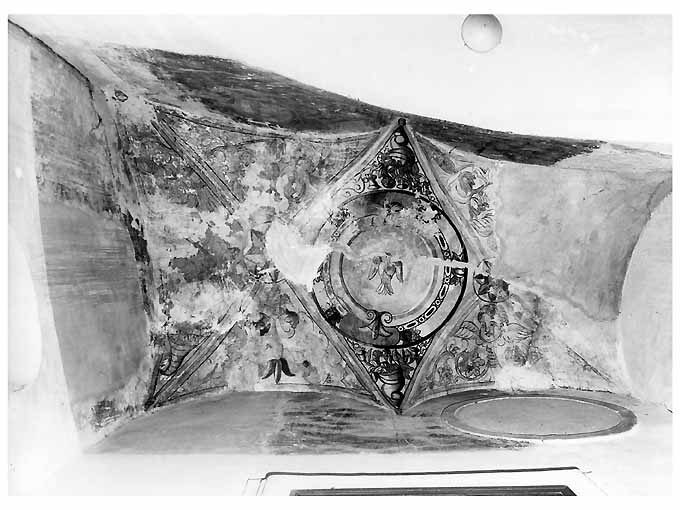 Spirito Santo/ monaco/ vescovo/ san Paolo (soffitto dipinto) - ambito Italia meridionale (sec. XVIII)