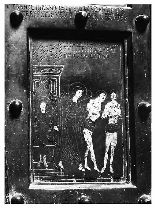 cacciata di Adamo ed Eva dal paradiso terrestre (formella) - produzione bizantina (sec. XI)