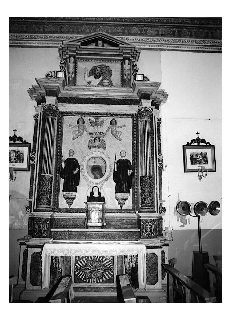 San Maurino, San Placido, angeli e Padre Eterno (altare) - ambito pugliese (primo quarto sec. XVII)