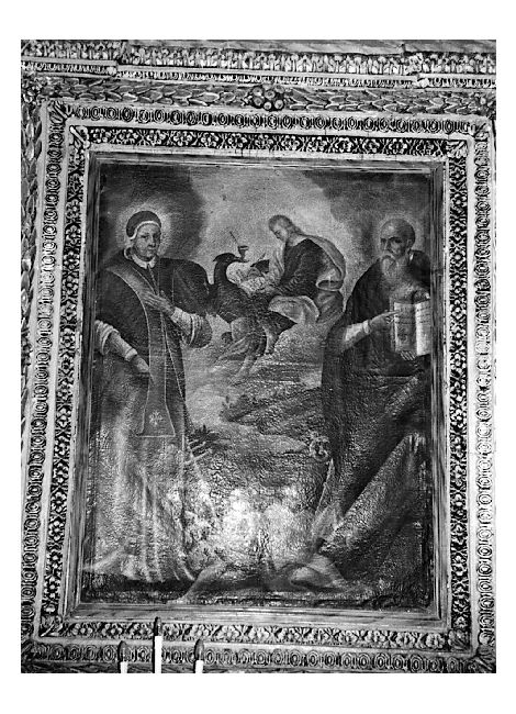 San Giovanni Evangelista con l'aquila, san Pietro Celestino, san Benedetto (dipinto) - ambito pugliese (sec. XVII)
