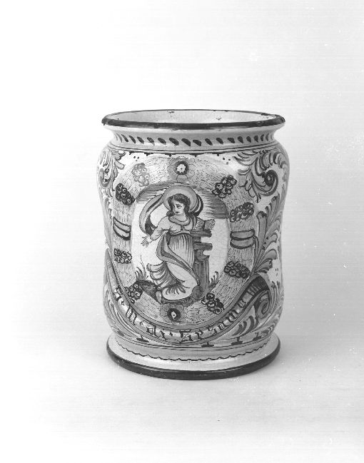 Santo (?) (vaso da farmacia) - manifattura Italia meridionale (prima metà sec. XVII)
