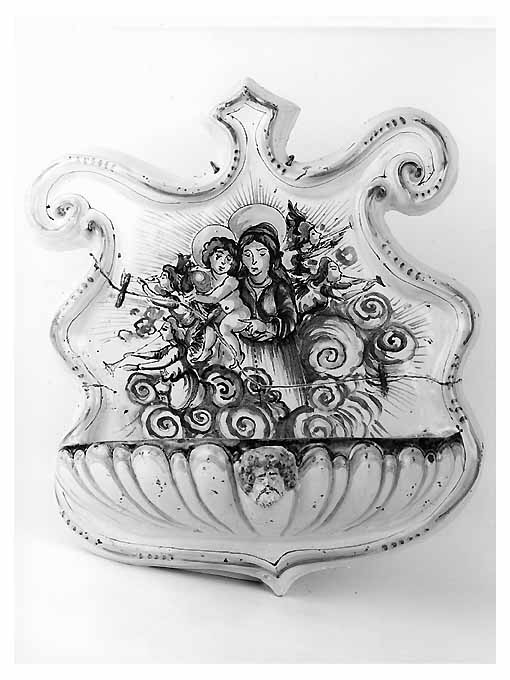 Madonna con Bambino e angeli (acquasantiera pensile) - manifattura Italia meridionale (sec. XVIII)