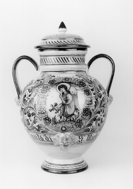 angelo genuflesso nell'atto di cogliere un fiore (vaso) - manifattura Italia meridionale (sec. XVII)