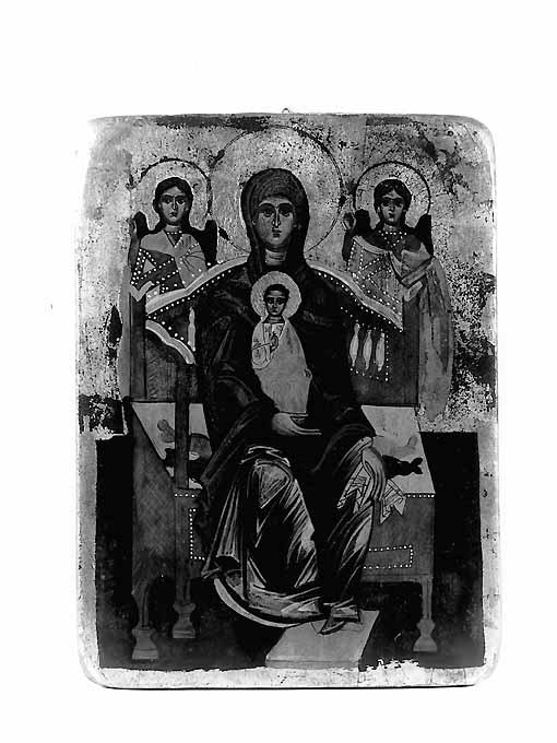 Madonna con Bambino in trono e santi (icona) - produzione russo-slava (prima metà sec. XX)