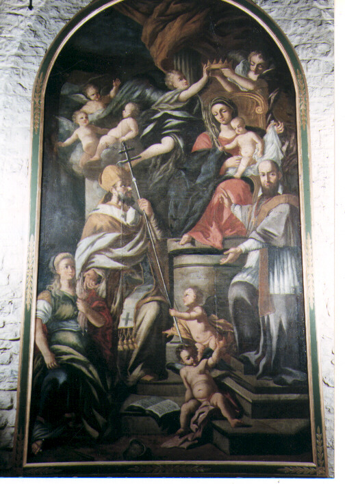 Madonna con Bambino in trono tra santi (dipinto) di Presa P (prima metà sec. XVIII)
