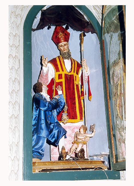 San Biagio con giovane miracolato e angelo (gruppo scultoreo) - ambito pugliese (sec. XVIII)