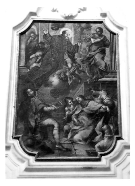 Madonna Immacolata con San Giuseppe di Copertino e committenti (dipinto) di Preste Domenico (sec. XVIII)