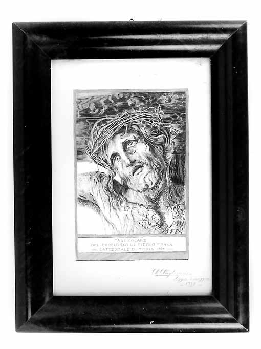 testa di Cristo incoronata di spine (decorazione a ricamo, opera isolata) di Anglisani A (sec. XX)