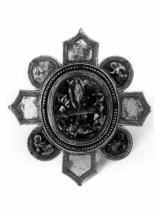 Cristo risorto e angeli (fermaglio di piviale, opera isolata) - ambito abruzzese (metà sec. XV)