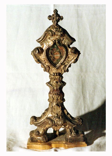 reliquiario - a ostensorio - ambito Italia meridionale (secc. XVIII/ XIX)