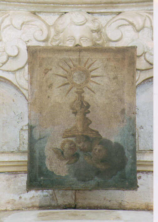 angeli adoranti il calice eucaristico (dipinto) - ambito pugliese (seconda metà sec. XVIII)