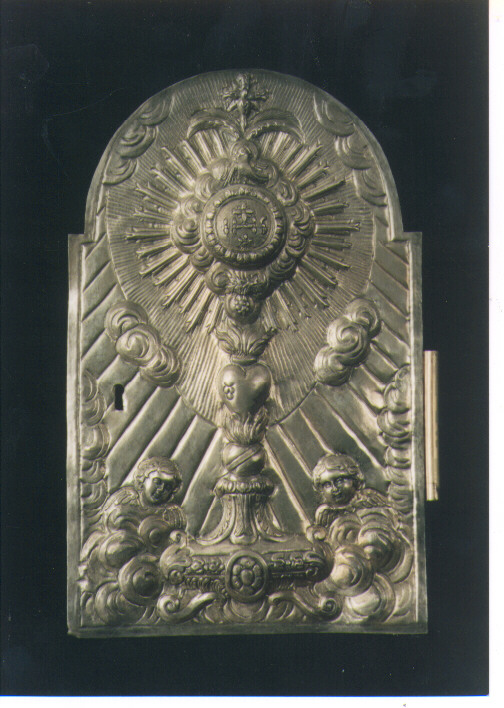 cherubini che adorano il calice eucaristico (sportello di tabernacolo) - ambito Italia meridionale (ultimo quarto sec. XIX)