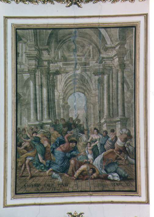 cacciata dei mercanti dal tempio (dipinto) di Calò Saverio (sec. XIX)