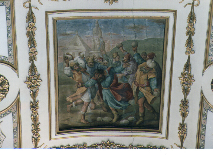 Lapidazione del bestemmiatore (dipinto) di Calò Saverio (sec. XIX)