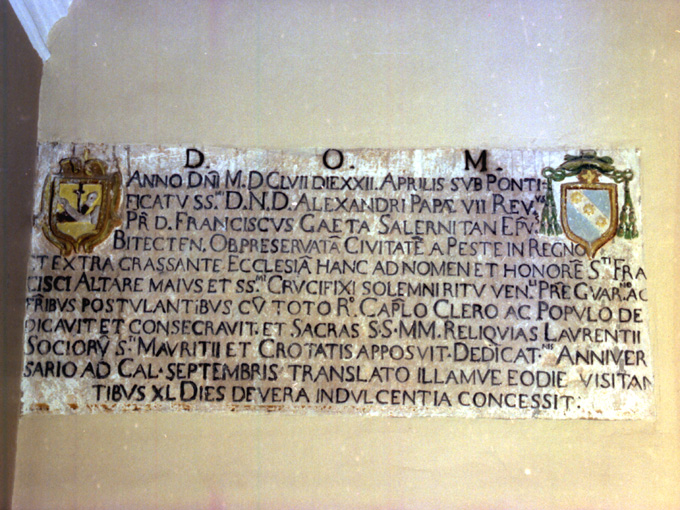 lapide documentaria - ambito Italia meridionale (sec. XVII)