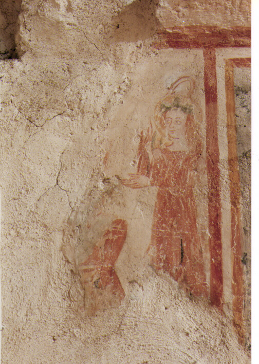 figura femminile (dipinto, frammento) - ambito Italia meridionale (fine sec. XIII)