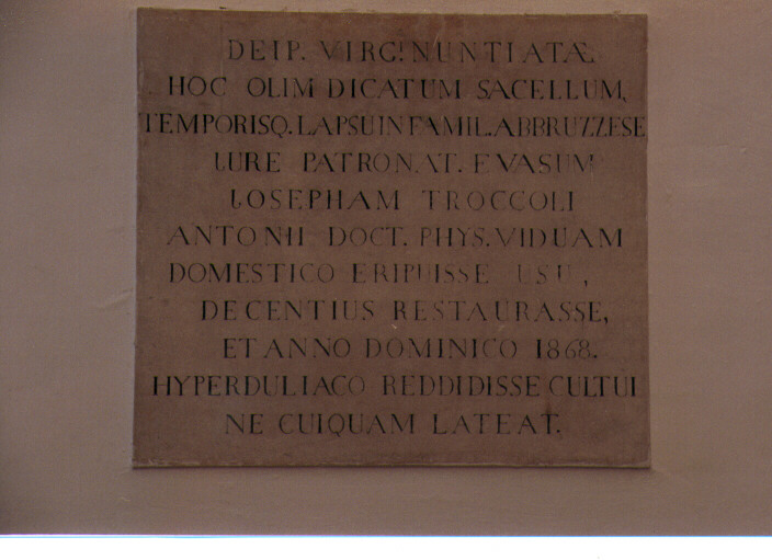 lapide documentaria - ambito Italia meridionale (sec. XIX)