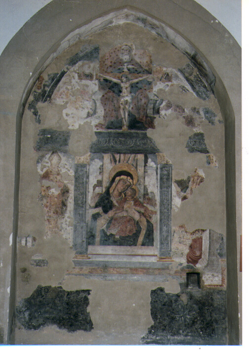 Madonna con Bambino, Trinità e Santi (dipinto) di Z T (prima metà sec. XVI)