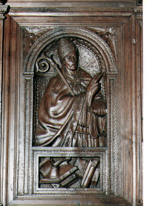 Santo Vescovo (stallo) - ambito Italia meridionale (sec. XVI)
