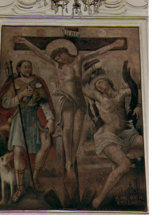 Cristo Crocifisso con San Rocco e San Sebastiano (dipinto) - ambito pugliese (prima metà sec. XIX)