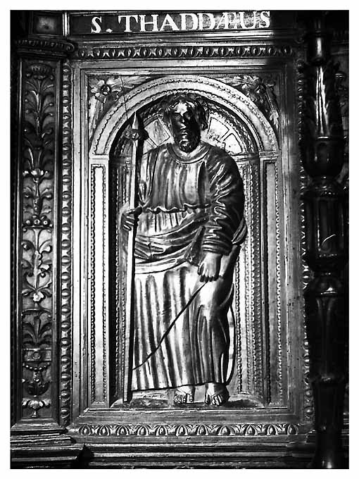 San Giuda Taddeo (pannello di stallo di coro) di Bonafede Colantonio, Marzano Teodoro, Fanello Candilera de (sec. XVI)