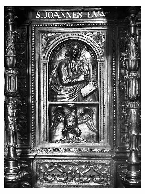 San Giovanni Battista (pannello di stallo di coro) di Bonafede Colantonio, Marzano Teodoro, Fanello Candilera de (sec. XVI)